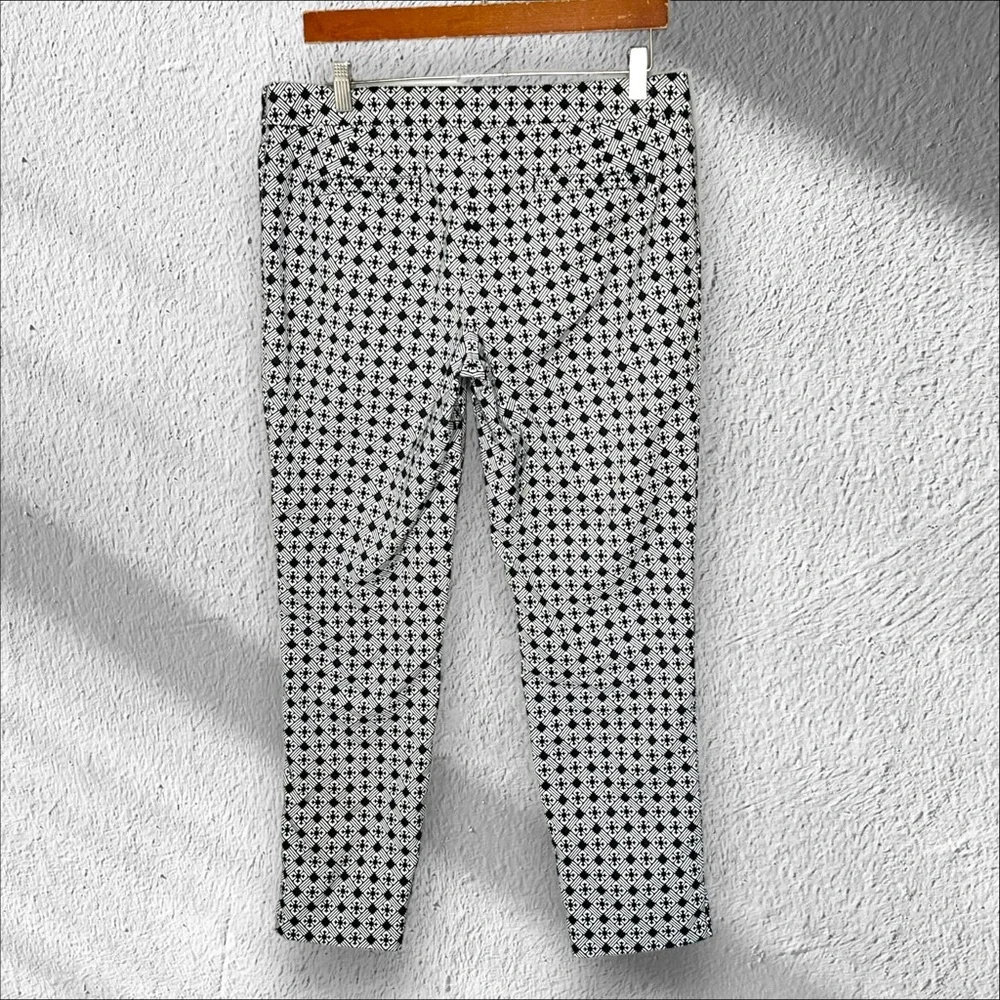 Tory Burch Heidi Jacquard Crop Pants Side Zip Workwear Office Business Size 10 - Picture 2 of 12